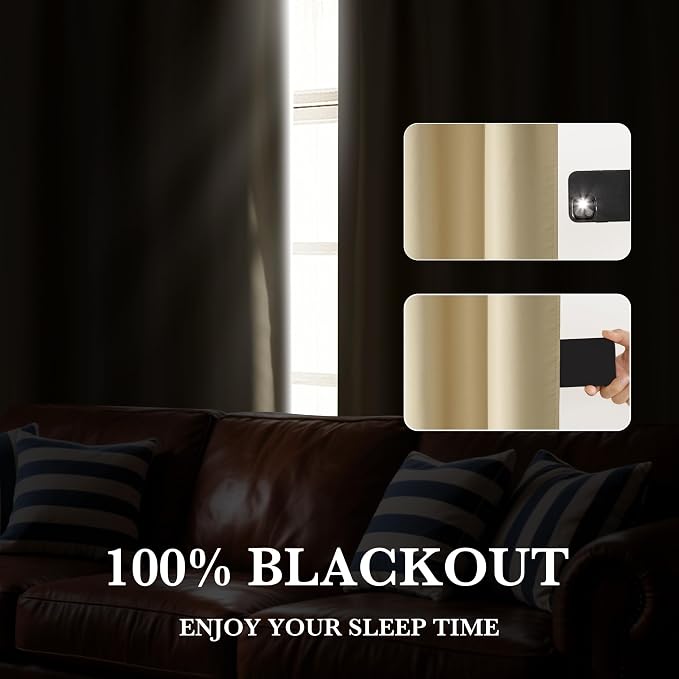 RYB HOME Bedroom Blackout Curtains 72 inches Long, 100% Blackout Thermal - Image 4