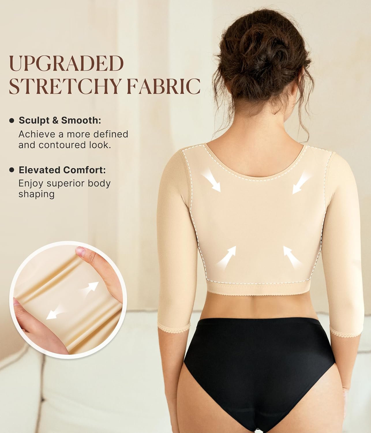 BRABIC Upper Arm Shaper Post Surgical Slimmer Compression Sleeves Posture Corrector Tops Shapewear for Women