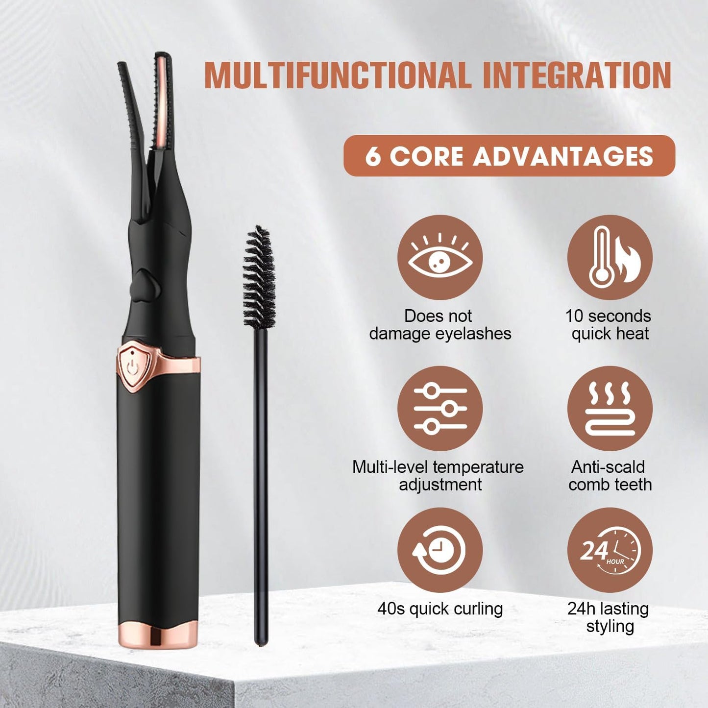 Heated Eyelash Curler, 2 in 1 Clip-Type Design, USB Rechargeable Electric Eyelash Curler, 3 Heat Modes, Natural Curling 24 Hours Long Lasting, Beauty Tools for Women (White)