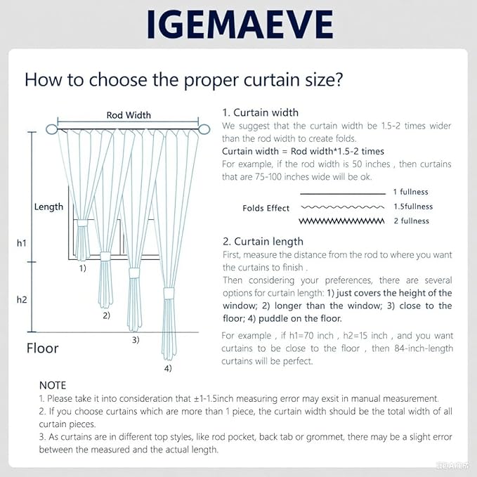 IGEMAEVE Blackout Curtains for Bedroom 1 Panel, Custom Curtains Thermal - Image 8
