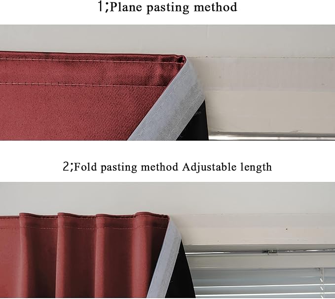AJAZZ 100% Black Out Curtains Adhesive Blackout Temporary Curtain Rod No - Image 5