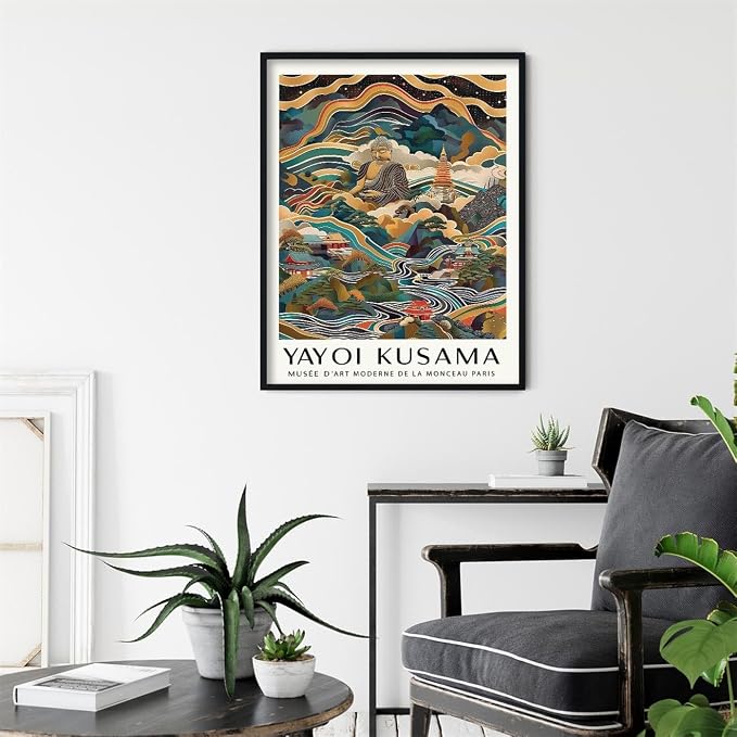 Yayoi Kusama Black Framed Wall Art Vintage Japanese Poster 12X16 in Abstract - Image 6