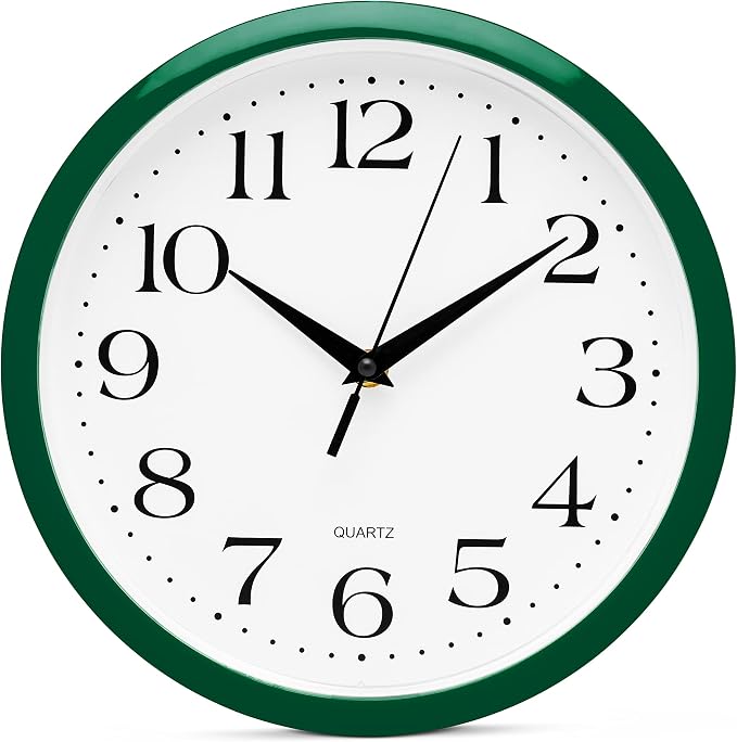 Bernhard Products Hunter Green Wall Clock Silent Non Ticking by BernhardProducts