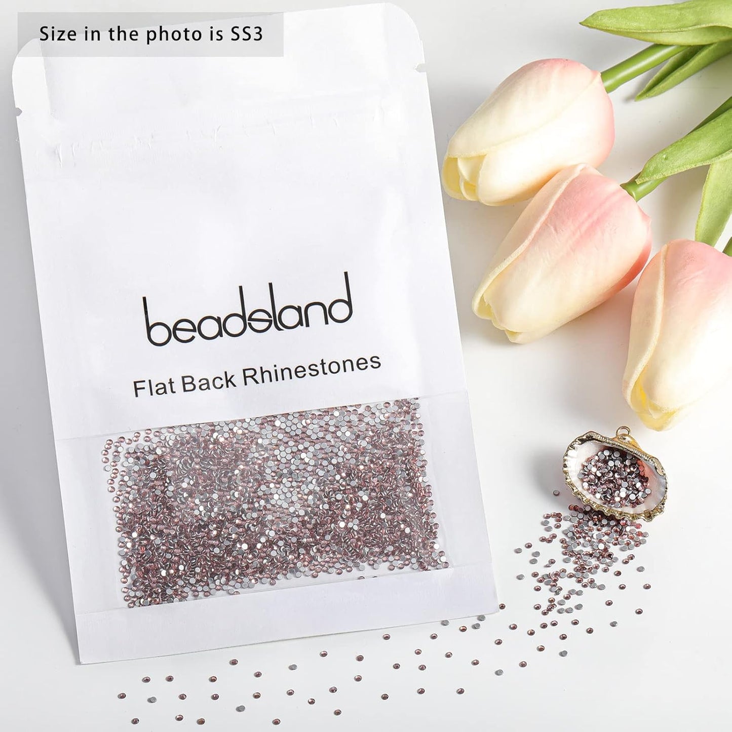 Beadsland 1440pcs Flat Back Crystal Rhinestones Round Gems for Nail Art and Craft Glue Fix,Light Purple,SS3,1.3-1.5mm
