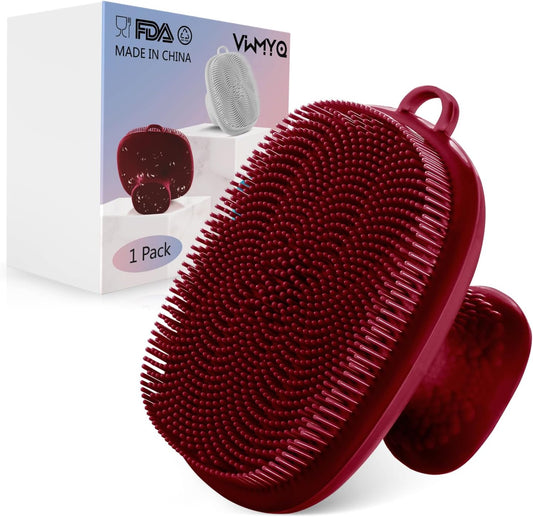 VWMYQ Silicone Face Scrubber for Men Facial Cleansing Brush Silicone Face Wash Brush Manual Waterproof Cleansing Skin Care Face Brushes for Cleansing and Exfoliating (red)