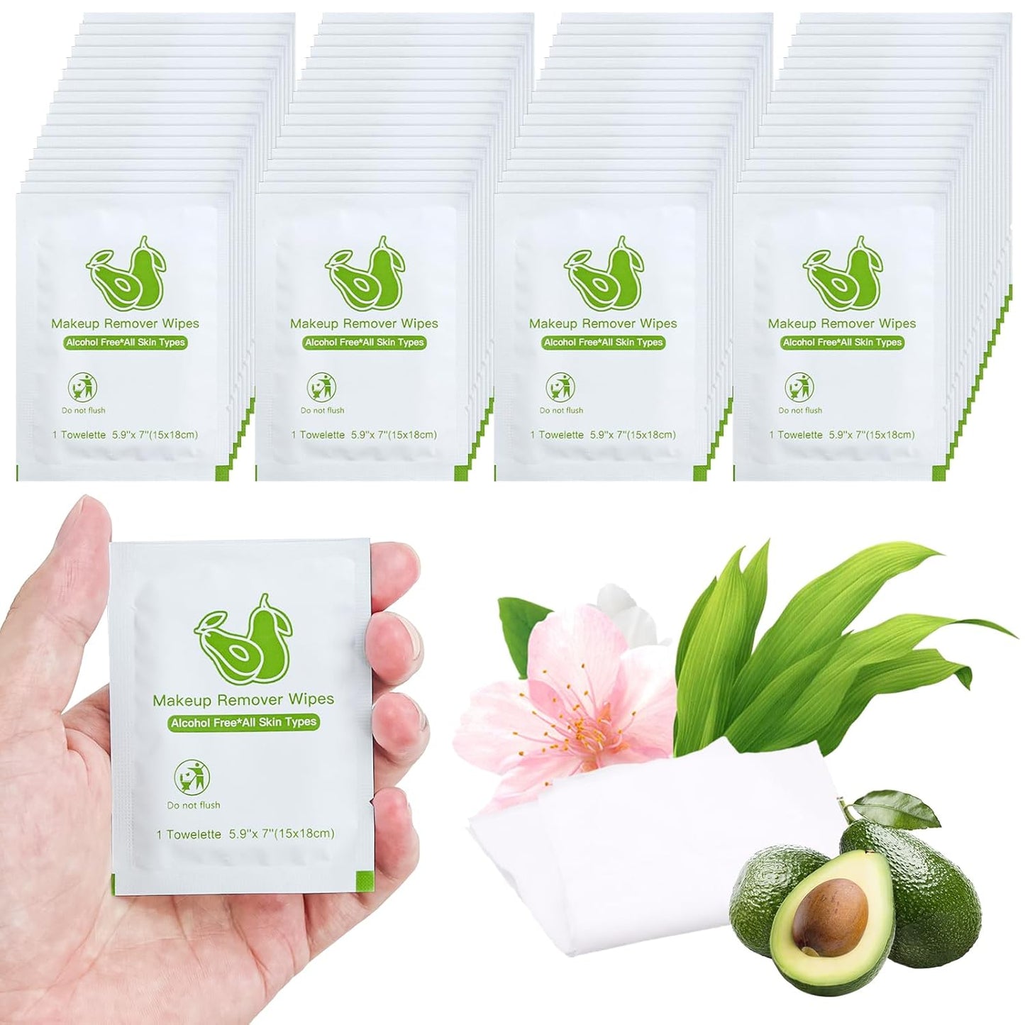 Makeup Remover Wipes Bulk Individually Wrapped,Travel Makeup Wipes Individual Makeup Remover Wipes Bulk Gentle Cleansing Makeup Remover Wipes for Face Cleansing Mascara Lipstick Travel Hotel 200