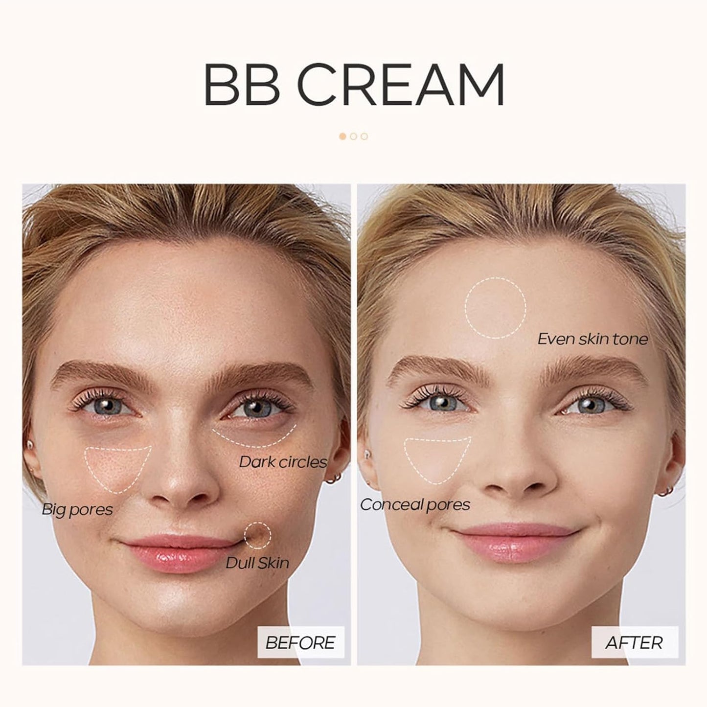 KWOLYKIM 2PCS Hydrating Makeup BB Cream, Tinted Moisturizer Face Makeup BB Cream Foundation Waterproof Concealer Clean Brighten Color Correcting Cream Nude Makeup Long Lasting for All Skin(Tan)