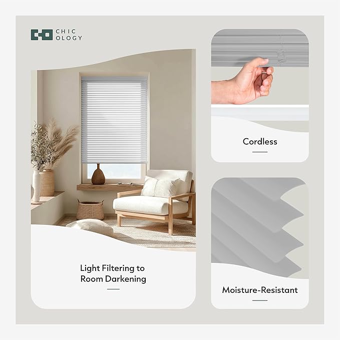 CHICOLOGY Cordless Mini Blinds for Indoor Windows, 20.5" W x 36" H, Light - Image 2