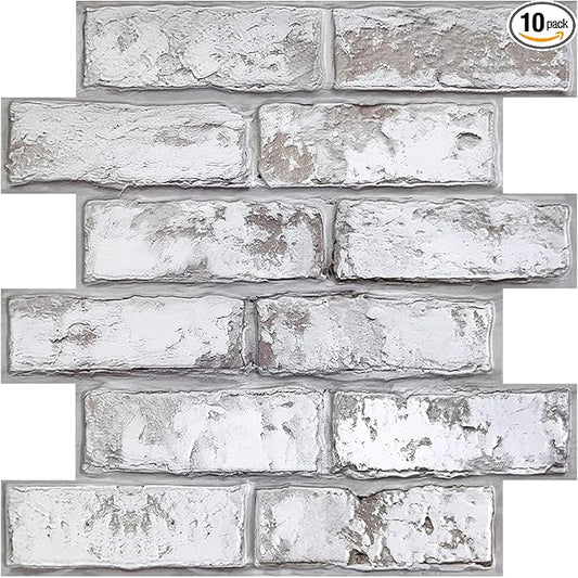 COMSTICKC 3D Faux Brick Peel and Stick Wall Covering, Small Size Thin PVC Self by COMSTICKCDECOR