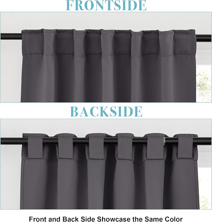 RYB HOME Blackout Grey Curtains - Image 3