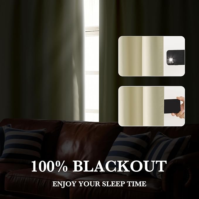 RYB HOME 100% Blackout Basement Curtains 30 inches Long, Heat & UV Blocking - Image 5