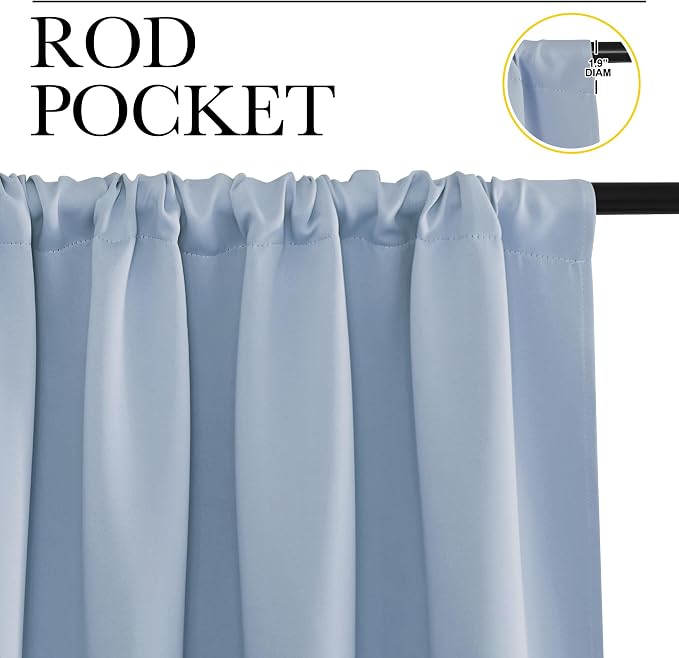 NICETOWN Bedroom Window Curtain Panels, Vintage Blue, 2 Panels, 62 in x 72 in - Image 2