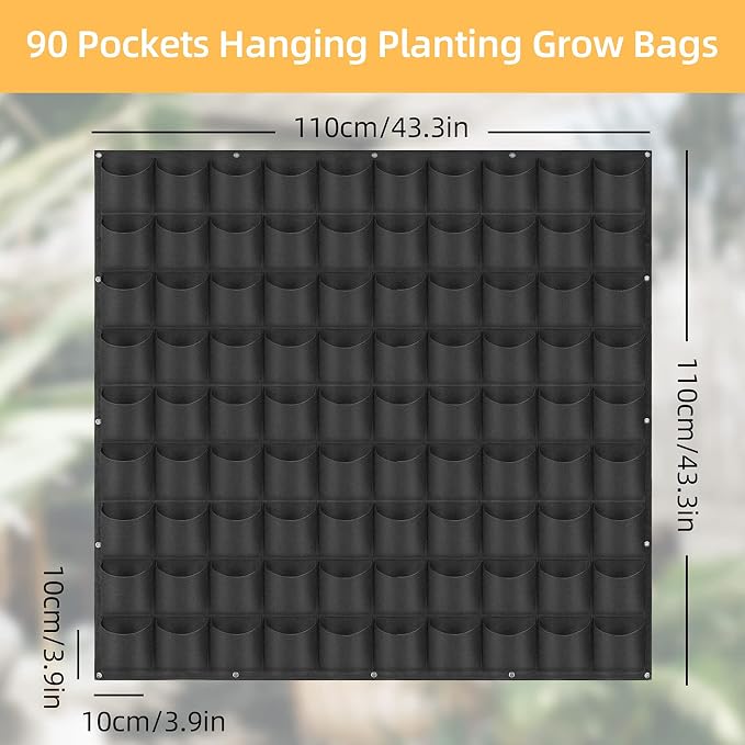 Hanging Planting Grow Bags, 90 Pockets Wall Planter Wall Mounted Grow Bag - Image 2