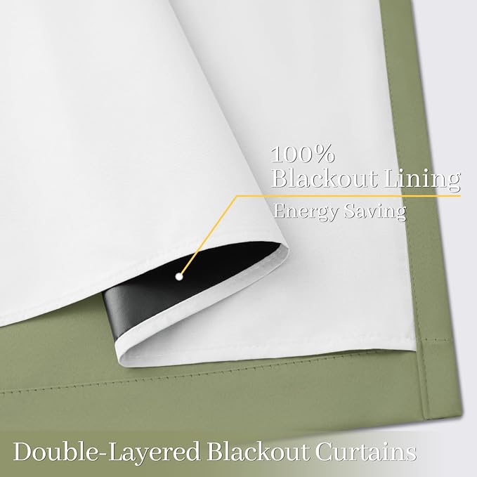 Yakamok 100% Blackout Curtain Panels 84 inches Cold and Light Blocking Drapes - Image 4