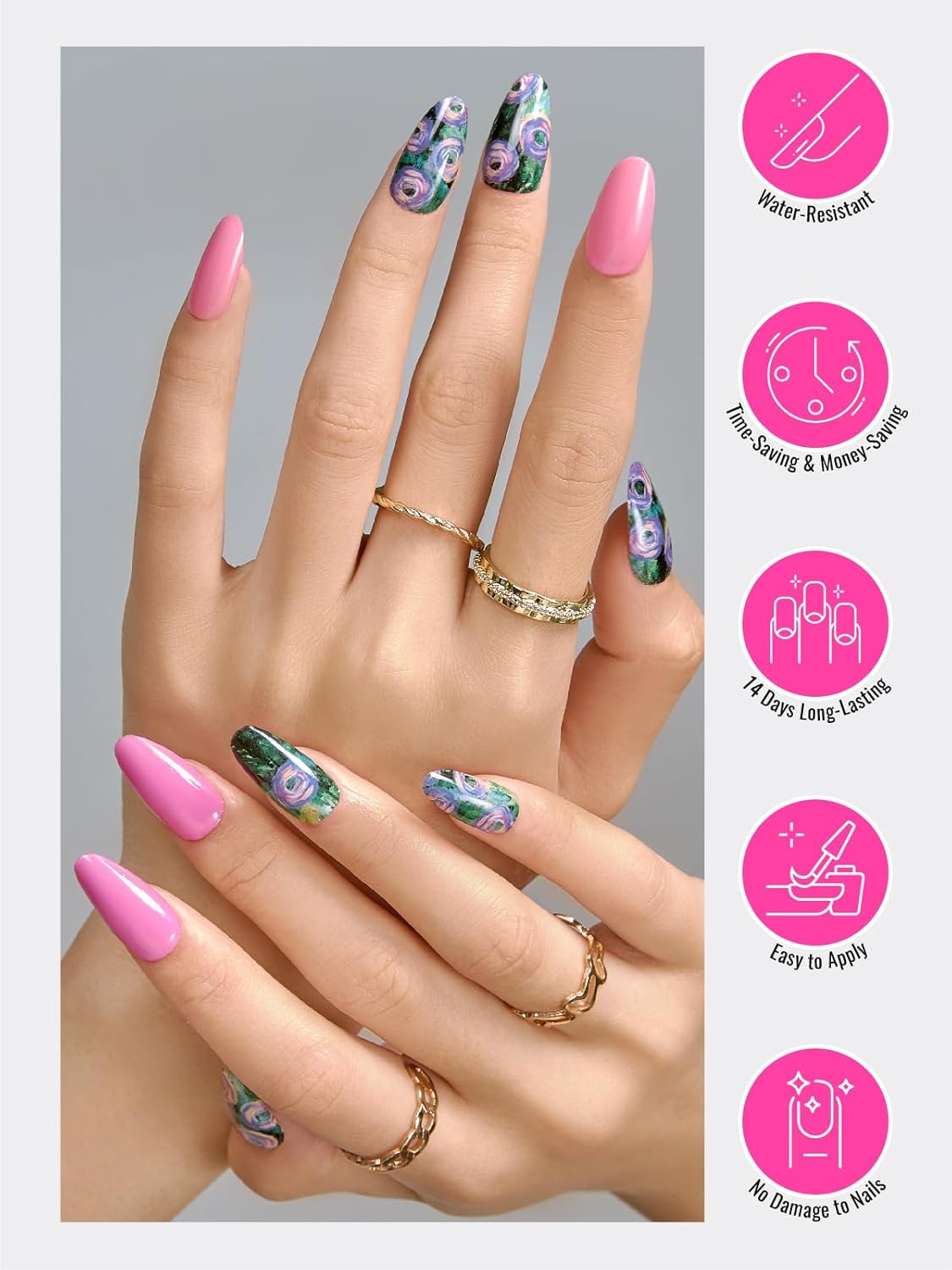 Semi Cured Gel Nail Strips, 30 pcs Stikers, Wraps, Salon-Quality, 2 Weeks Long Lasting Ice Age