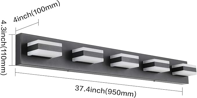 SOLFART Black Bathroom Vanity Lights Over Mirror Dimmable LED Modern Black - Image 2