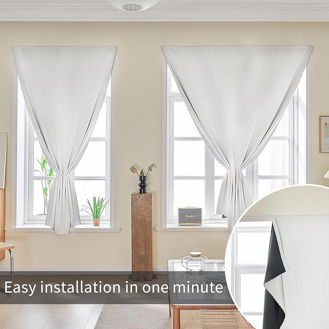 AJAZZ 100% Blackout Self Adhesive Curtains Small Window Short Temporary - Image 6