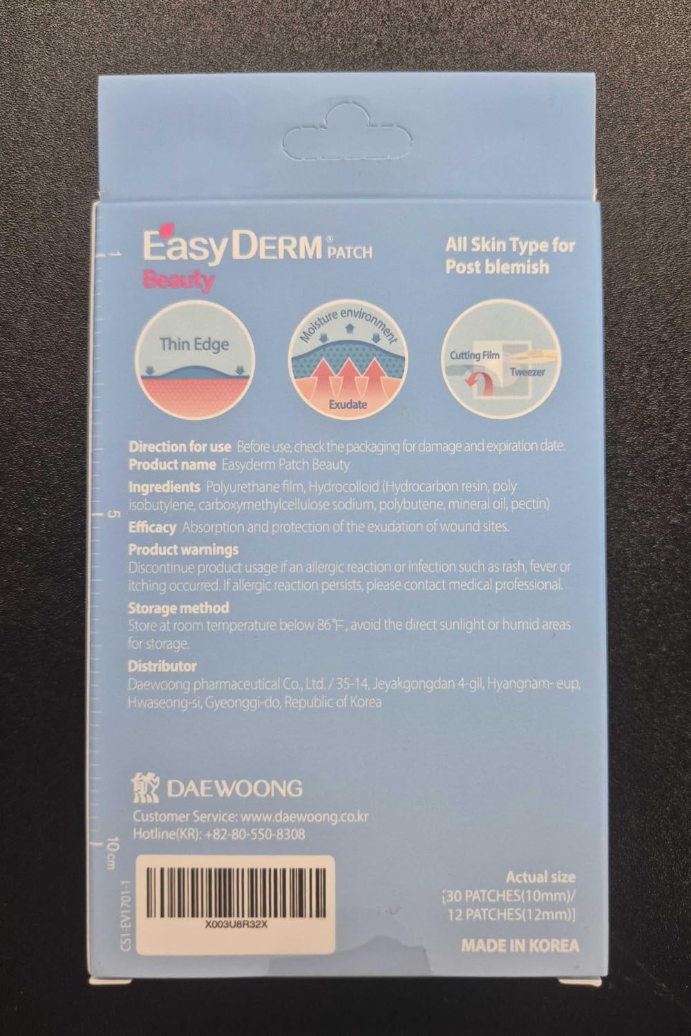 EasyDerm Beauty Patch(42 Counts) - 100% Hydrocolloid Pimple Patch for Zit Spot Care, K-beauty, Daewoong Pharmaceutical