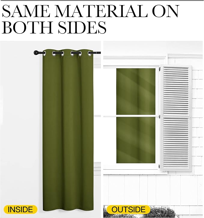 NICETOWN Olive Green Blackout Curtains 90 inches Length - Image 5