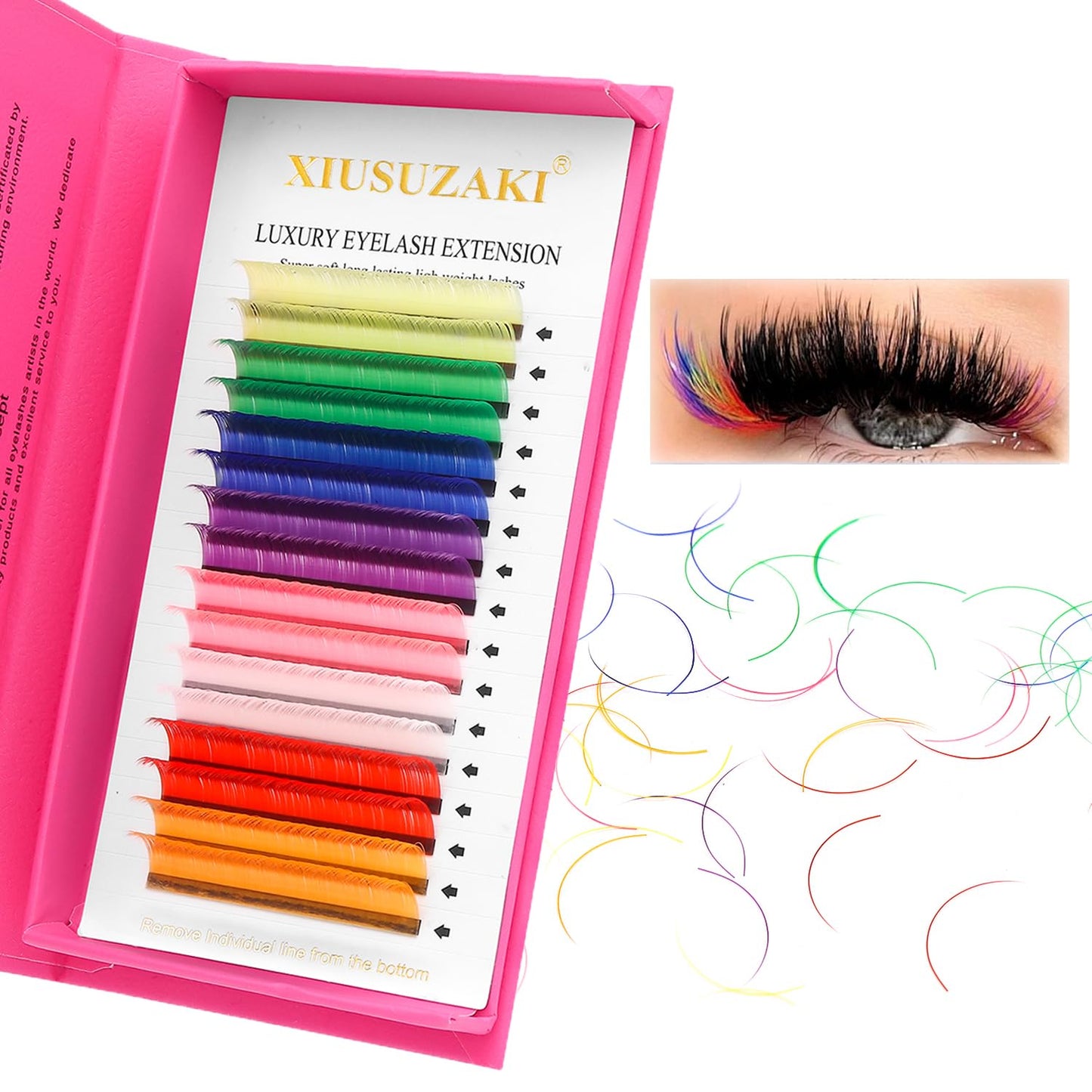 Eyelash Extensions Colored Lashes Extension 0.07 C Curl Lashes 14mm Classic Lash Extensions Soft Individual Lashes 16 Rows Natural False Eyelashes Volume Lashes Professional Use(Colored,0.07-C,14mm)