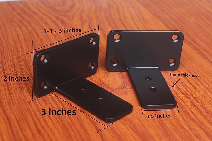12 Pack - 3 inch Black Hidden L Shelf Bracket Iron Floating Shelf Brackets - Image 2
