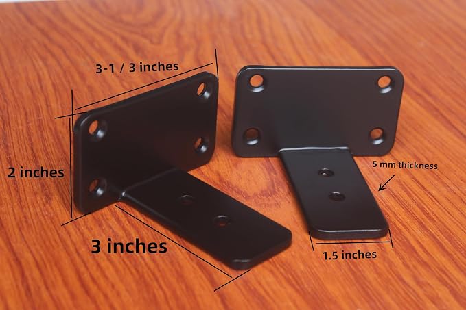 8 Pack - 3 inch Black Hidden L Shelf Bracket Iron Floating Shelf Brackets - Image 2
