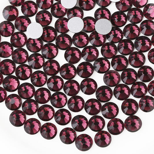 beadsland Flat Back Crystal Rhinestones Round Gems, Amethyst (4.6-4.8mm) SS20/1440pcs