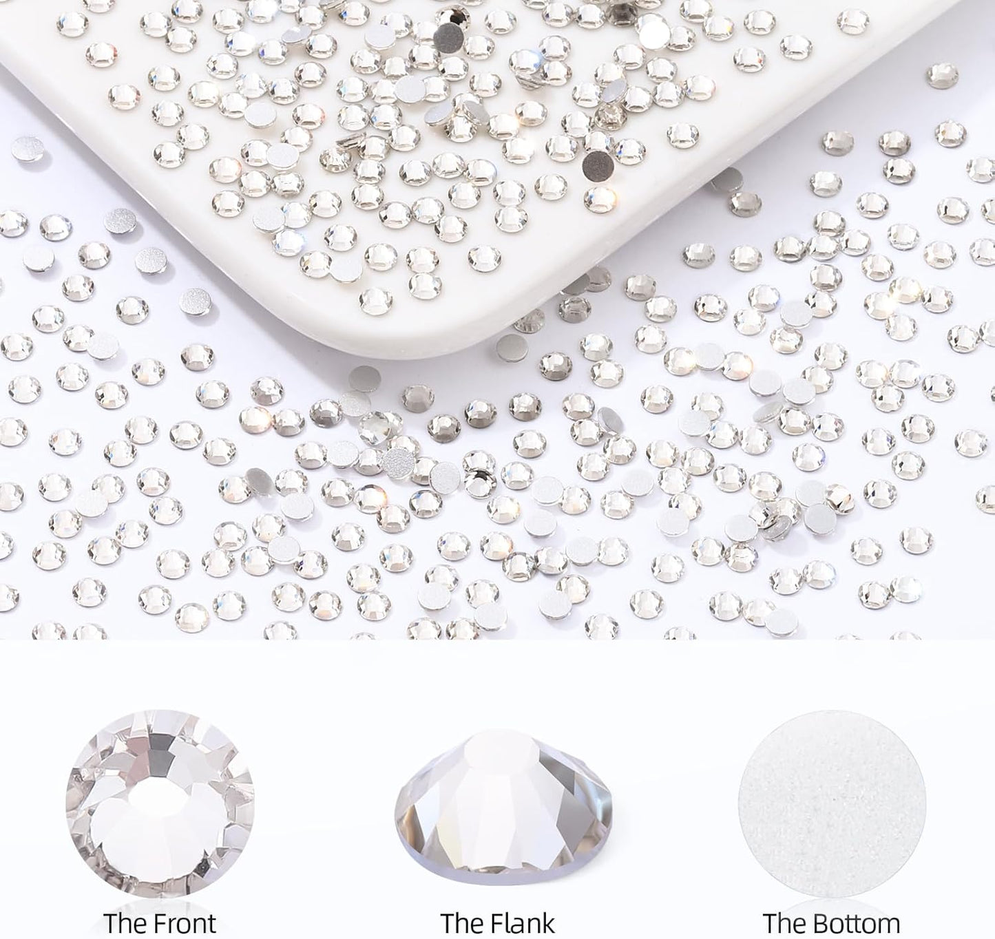 Crystal Clear Flatback Rhinestones, Glass Rhinestones for Nail Art and Craft, Glue Fix, Loose Crystal Gemstones(Crystal, SS4, 1440pcs, 1.5-1.7mm)