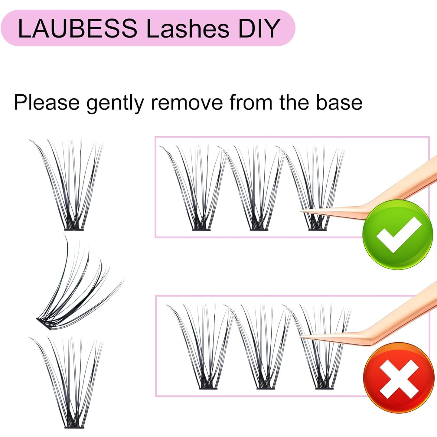 Lash Clusters LAUBESS Individual Lashes Waterproof Eyelash Clusters Mixed Tray Cluster Eyelash Extensions Soft Cluster Lashes for Beginners(20D-0.07D-12)