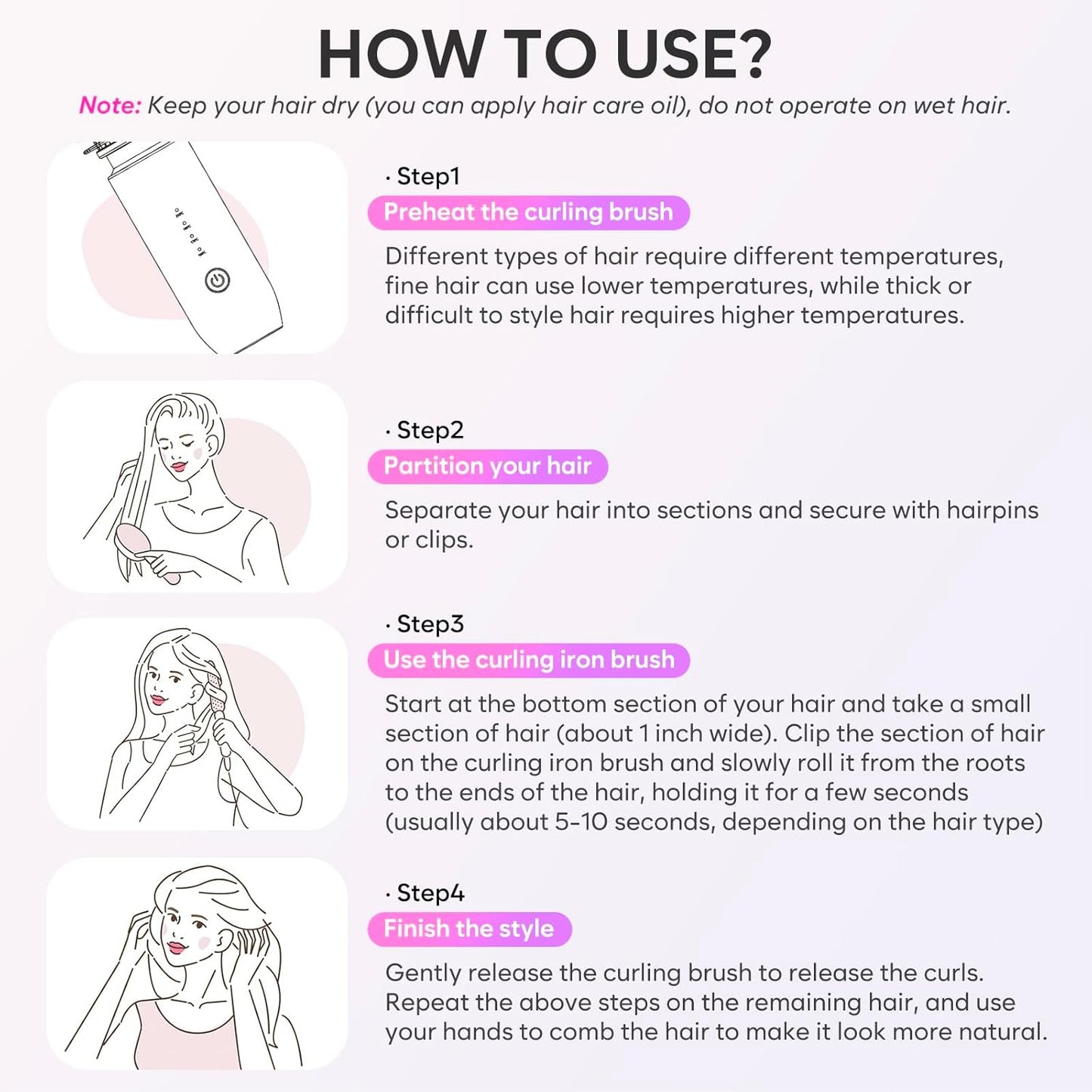 Cordless Curling Iron Brush, 2024 New Portable Travel Curling Iron Mini Brush for Women, 7000Mah USB Rechargeable Curling Wand Brush with Negative Ion, Gray