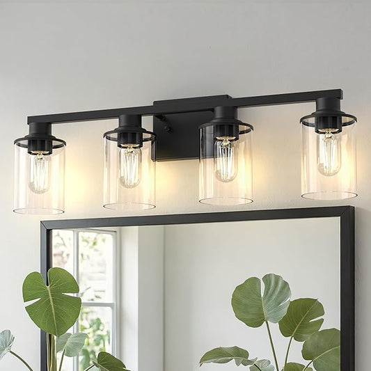 DORESshop Bathroom Light Fixtures, 4-Light Black Bathroom Lighting Fixtures by DORESshop