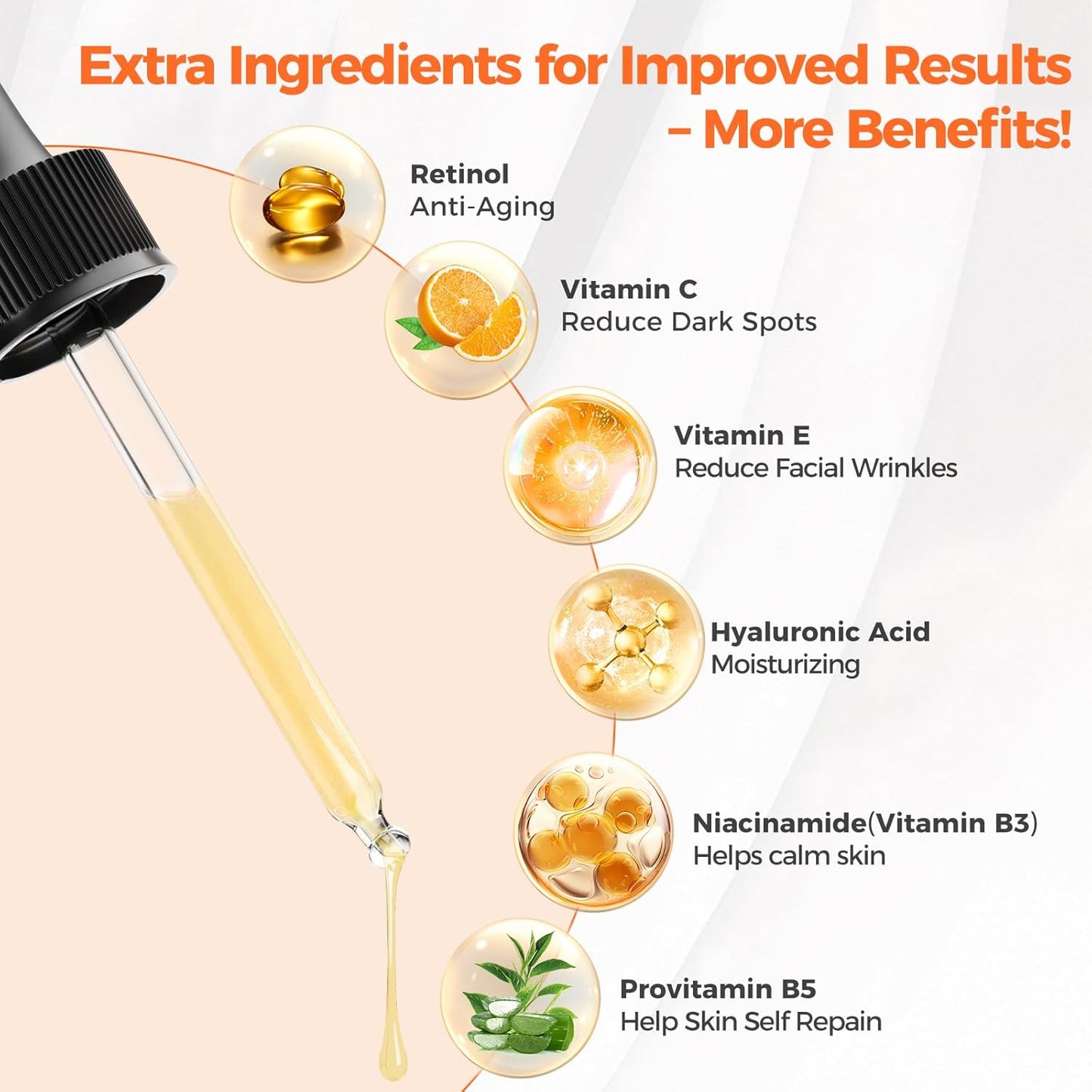 Retinol Serum for Face 2.5%, B5 Herbal Resurfacing Retinol with Vitamin C, Vitamin E, Hyaluronic Acid, Anti-Aging, Wrinkle Smoothing, Dark Spot Corrector, Brighten Dullness 2 Packs