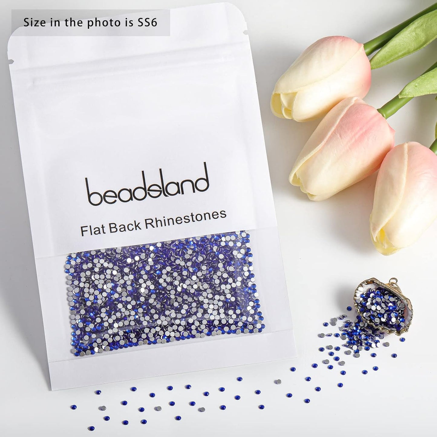 beadsland Flat Back Crystal Rhinestones Round Gems, Sapphire (1.9-2.0mm) SS6/1440pcs