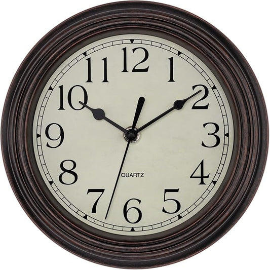 Foxtop 9 Inch Wall Clock Battery Operated Silent Non-Ticking Small Classic by Foxtop