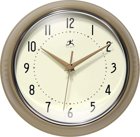 Infinity Instruments LTD. Retro 9 inch Silent Sweep Non-Ticking Mid Century by InfinityInstruments