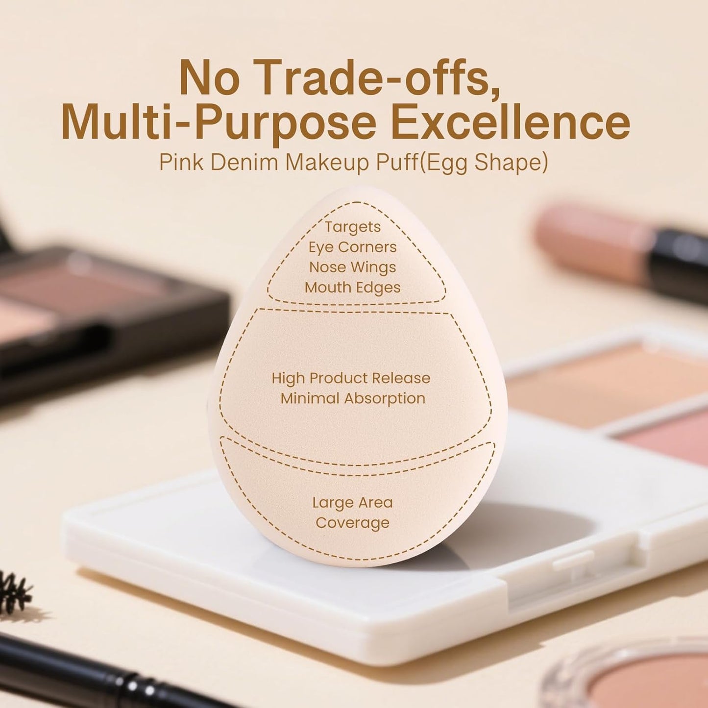 Pink Denim Makeup Sponges,Super Soft Blenders Sponge for Liquid Foundation Sponge,Large&Soft Yet Bouncy Rubycell,Egg&Flat Edge shape for Dry/Combination Skin,Travel Friendly,2pcs &Storage Case