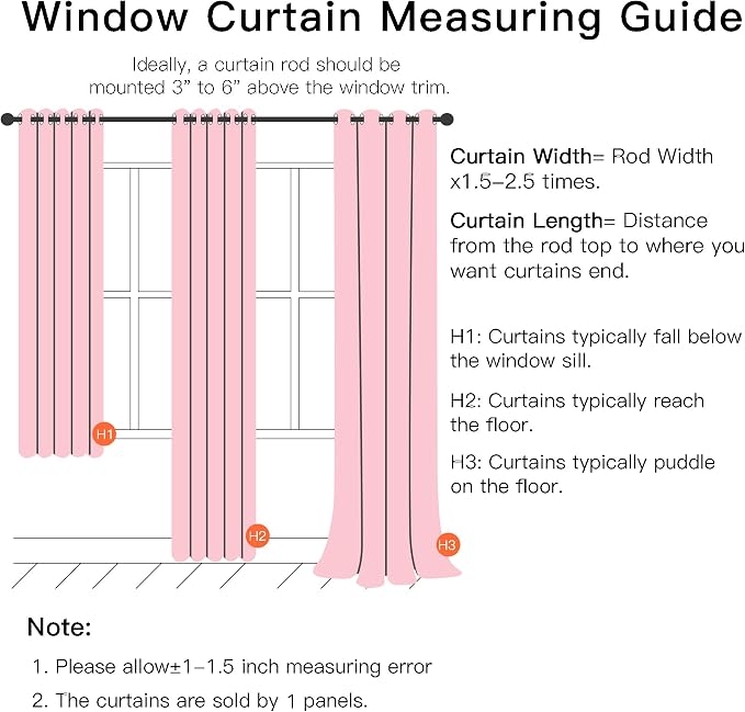 XiDi Pink Curtains for Bedroom Decor, Baby Pink Kids Blackout Curtains for - Image 7