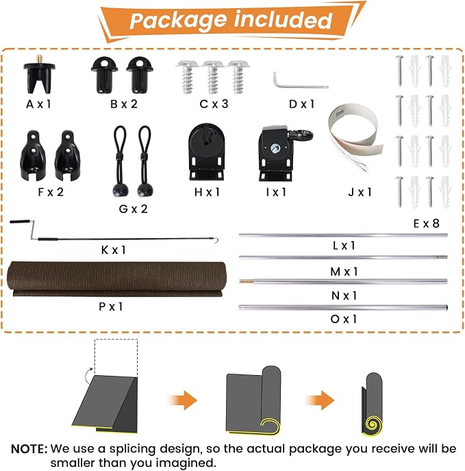 7'W x 8'H Mocha Patio Shades Roll up Outdoor Roller Shade Crank Wand Blind - Image 8