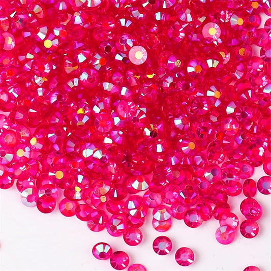 1000 Pieces SS20 5mm Flatback Rhinestones AB Clear Round Gems Crystals for Nail Art DIY Crafts Clothes Shoes Bags （Transparent Dark Rose Red AB）