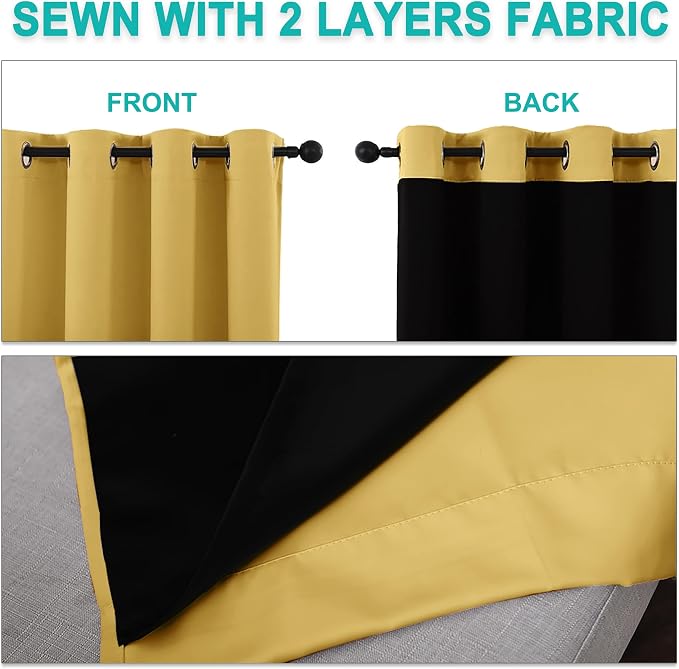 NICETOWN 100% Blackout Short Curtains - Image 5