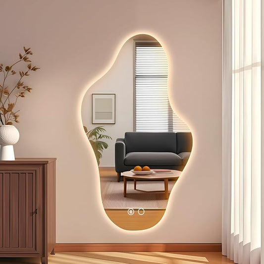 55″x31.5″ Modern Irregular LED Bathroom Mirror by Unknown