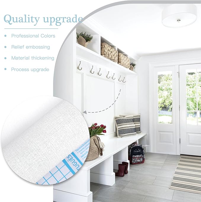 Dimoon 236''x17.7'' White Thicken Peel and Stick Wallpaper Contact Paper Modern - Image 6
