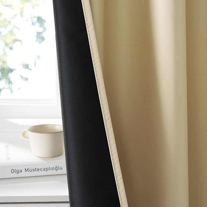 RYB HOME Bedroom Blackout Curtains 72 inches Long, 100% Blackout Thermal - Image 3