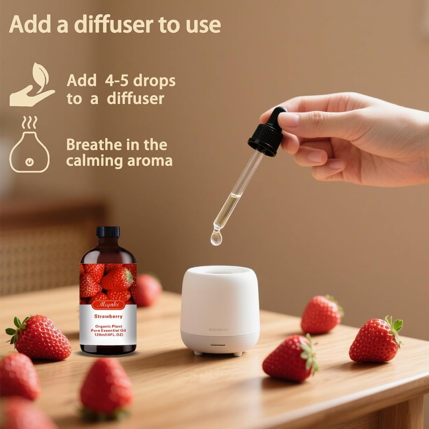 Strawberry Essential Oil-Strawberry Fragrance Oil 4.33oz (130ml)-100% Pure Natural Scent for Diffusers, Candles, Soap Making & Aromatherapy-Relaxing Home & Gift Essential Oil for Bath, Massage