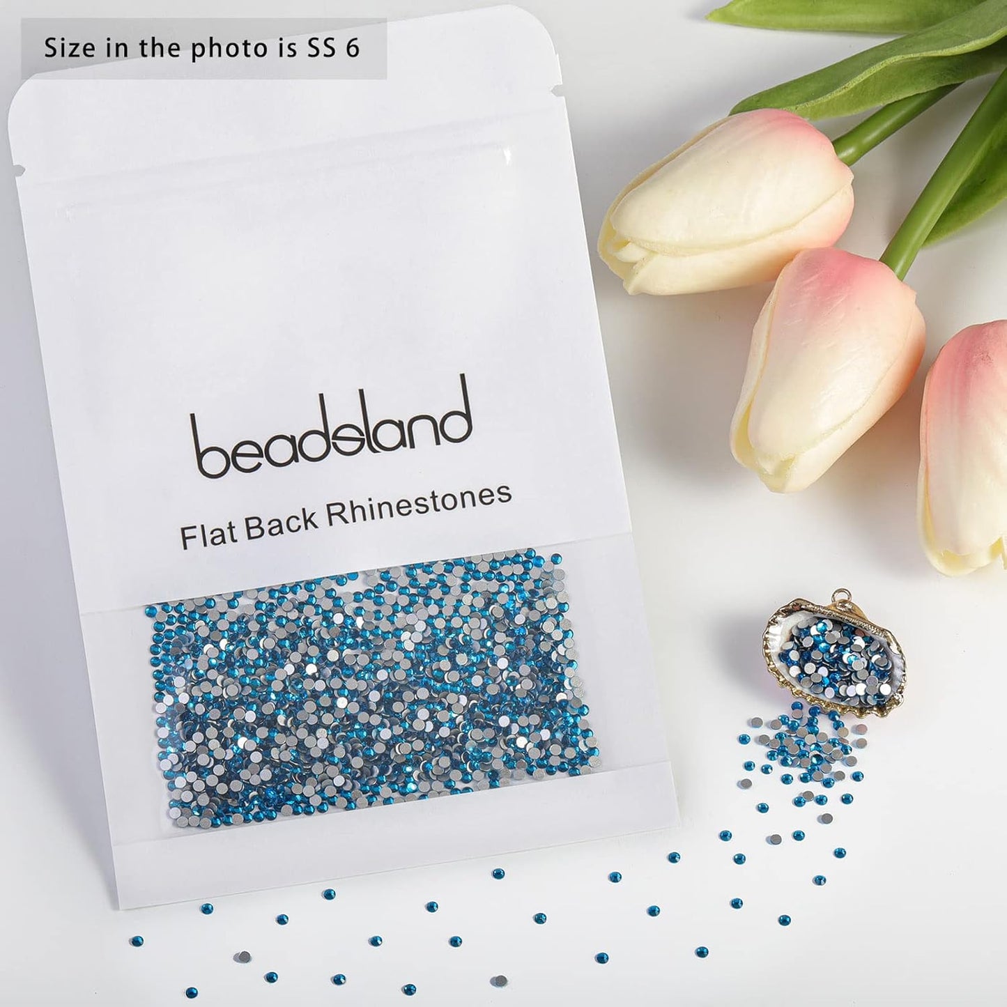 beadsland Flat Back Crystal Rhinestones Round Gems, Indicolite (1.9-2.0mm) SS6/1440pcs