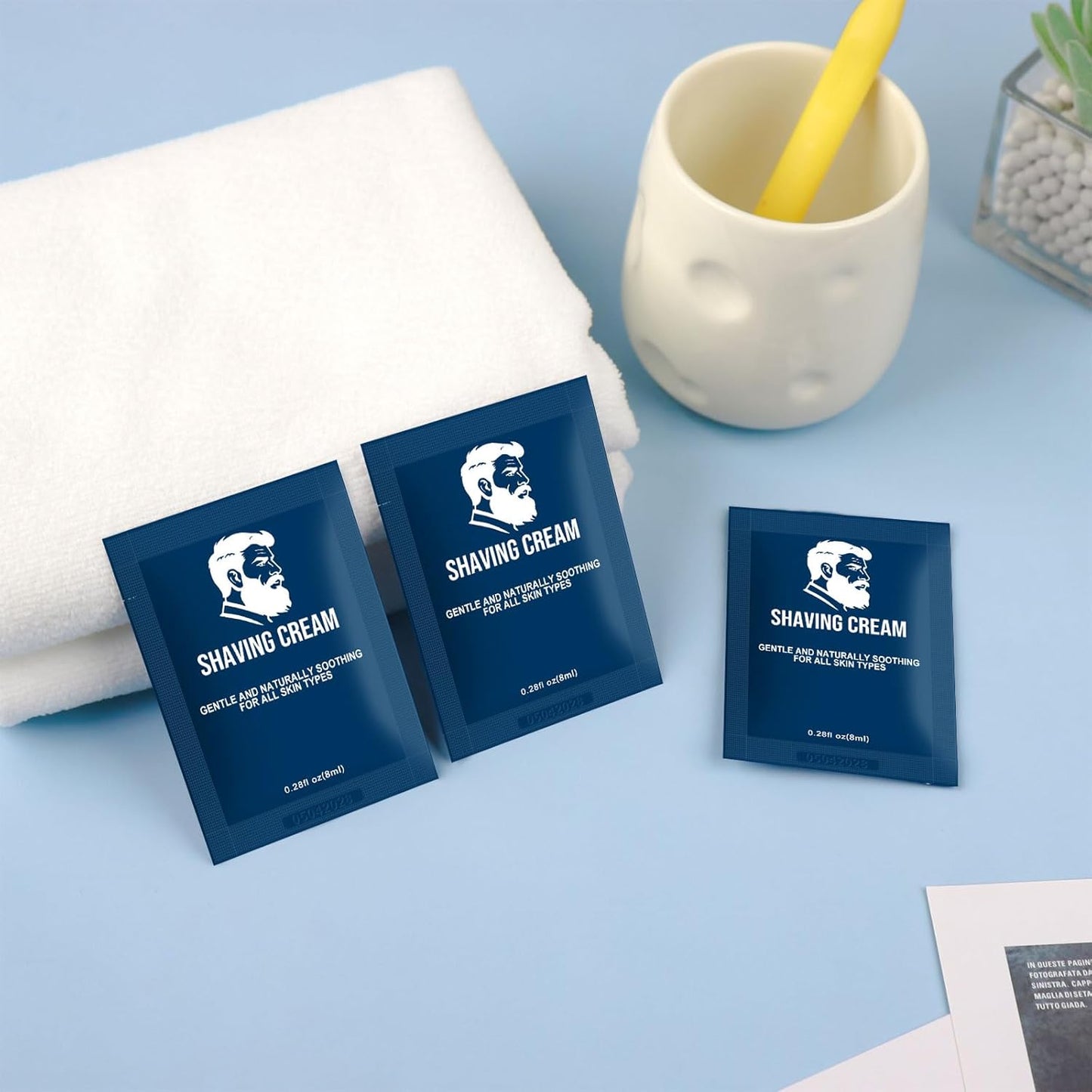 Shaving Cream Bulk Travel,8ml/0.28 oz Travel Shave Cream Disposable Shaving Cream in Bulk for Hotel Homeless （Jasmine，pack of 100)