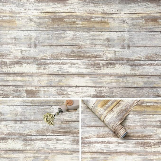 Arthome 17x393'' Gray Rustic Wood Contact Paper Peel and Stick Self-Adhesive by ArthomeWALLDECOR