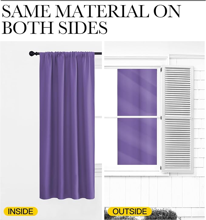 NICETOWN Living Room Curtains, Lilac Purple, 1 Pair, 70 x 84-inch, Home - Image 5