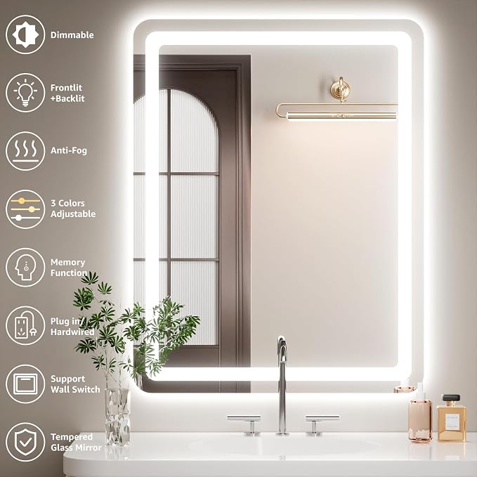 Led Bathroom Mirror with Lights, Anti-Fog & Tri-Color Lighting - Image 2