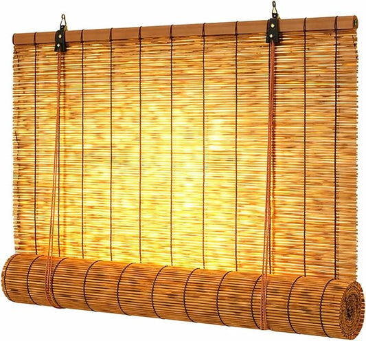 Bamboo Roman Shades for Windows 27 inch 30 inch 34 inch 46 inch Cordless Bamboo by Qidvol